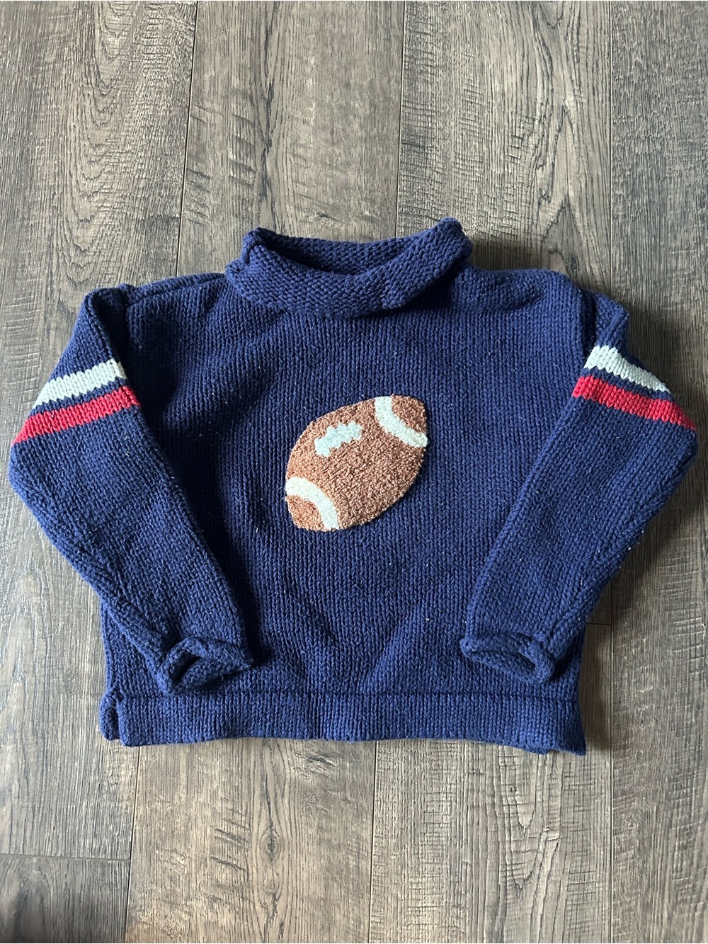 Navy Kids Football Knit Sweater